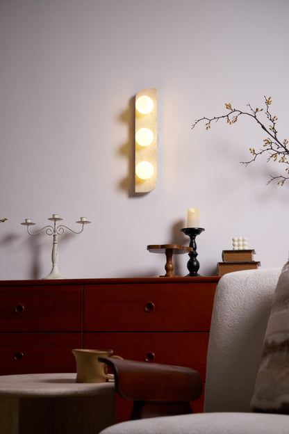 Elysian Travertine Wall Light with LED Glass Globes