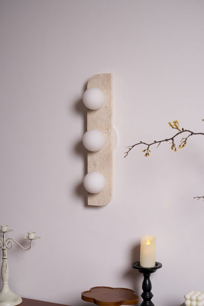 Elysian Travertine Wall Light with LED Glass Globes