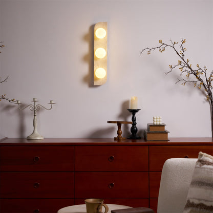 Elysian Travertine Wall Light with LED Glass Globes