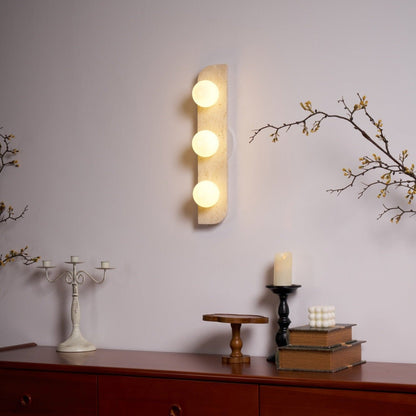 Elysian Travertine Wall Light with LED Glass Globes