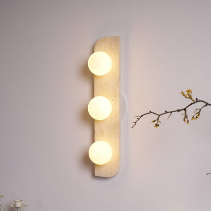 Elysian Travertine Wall Light with LED Glass Globes
