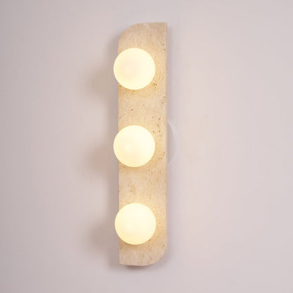 Elysian Travertine Wall Light with LED Glass Globes
