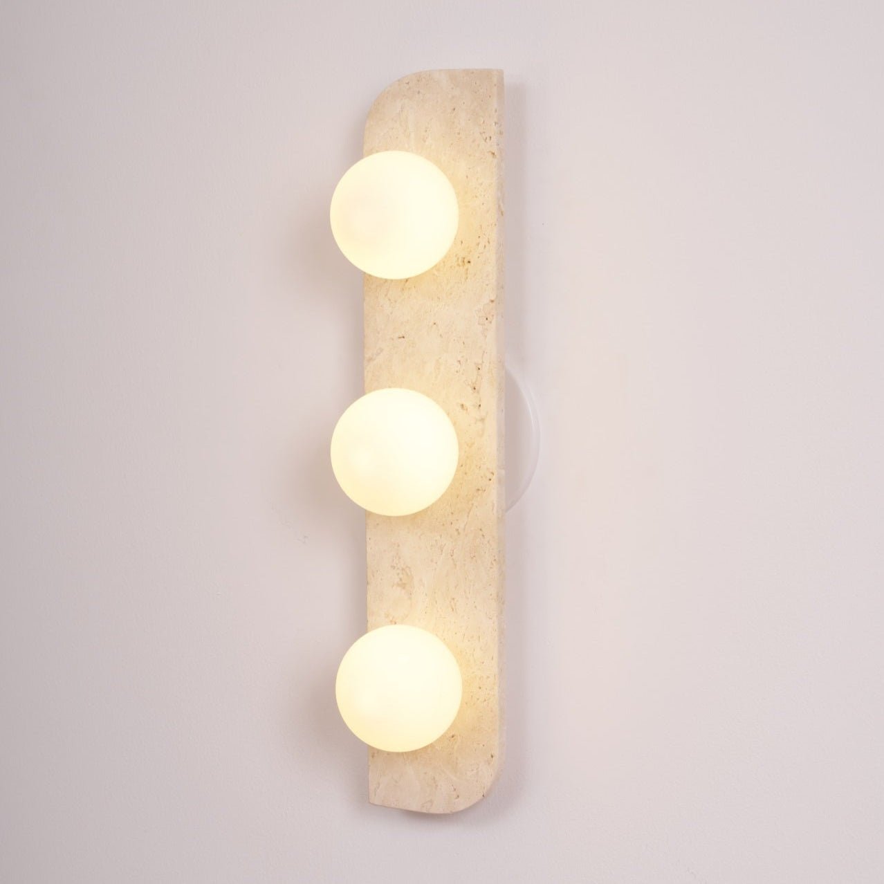 Elysian Travertine Wall Light with LED Glass Globes