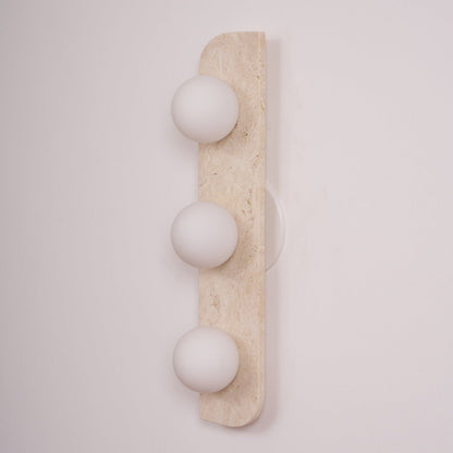Elysian Travertine Wall Light with LED Glass Globes