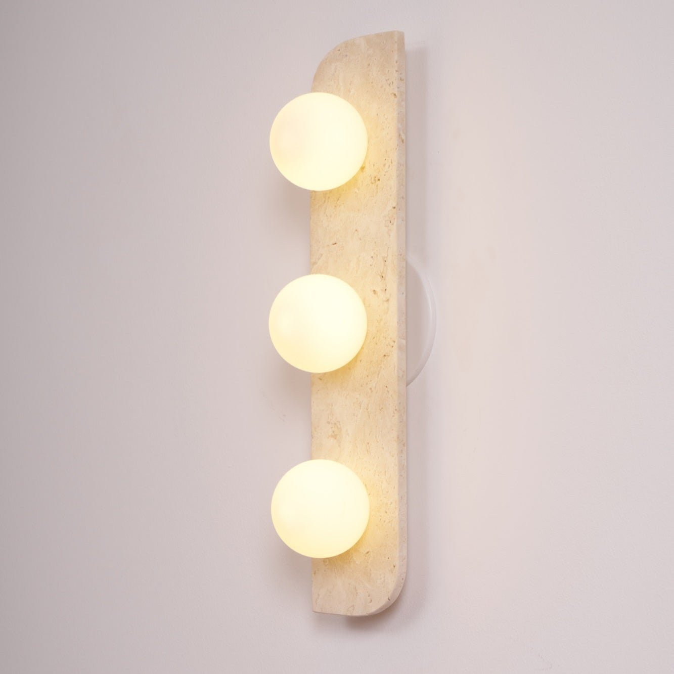 Elysian Travertine Wall Light with LED Glass Globes