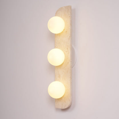 Elysian Travertine Wall Light with LED Glass Globes