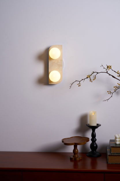 Elysian Travertine Wall Light with LED Glass Globes