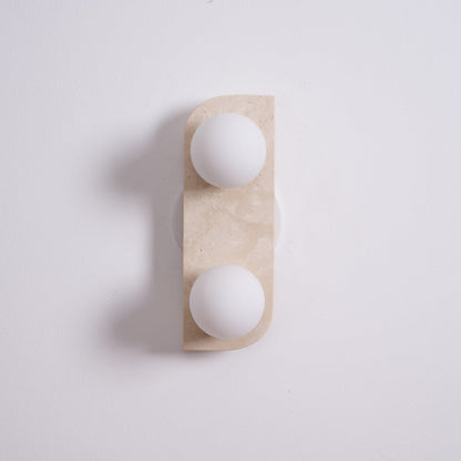 Elysian Travertine Wall Light with LED Glass Globes