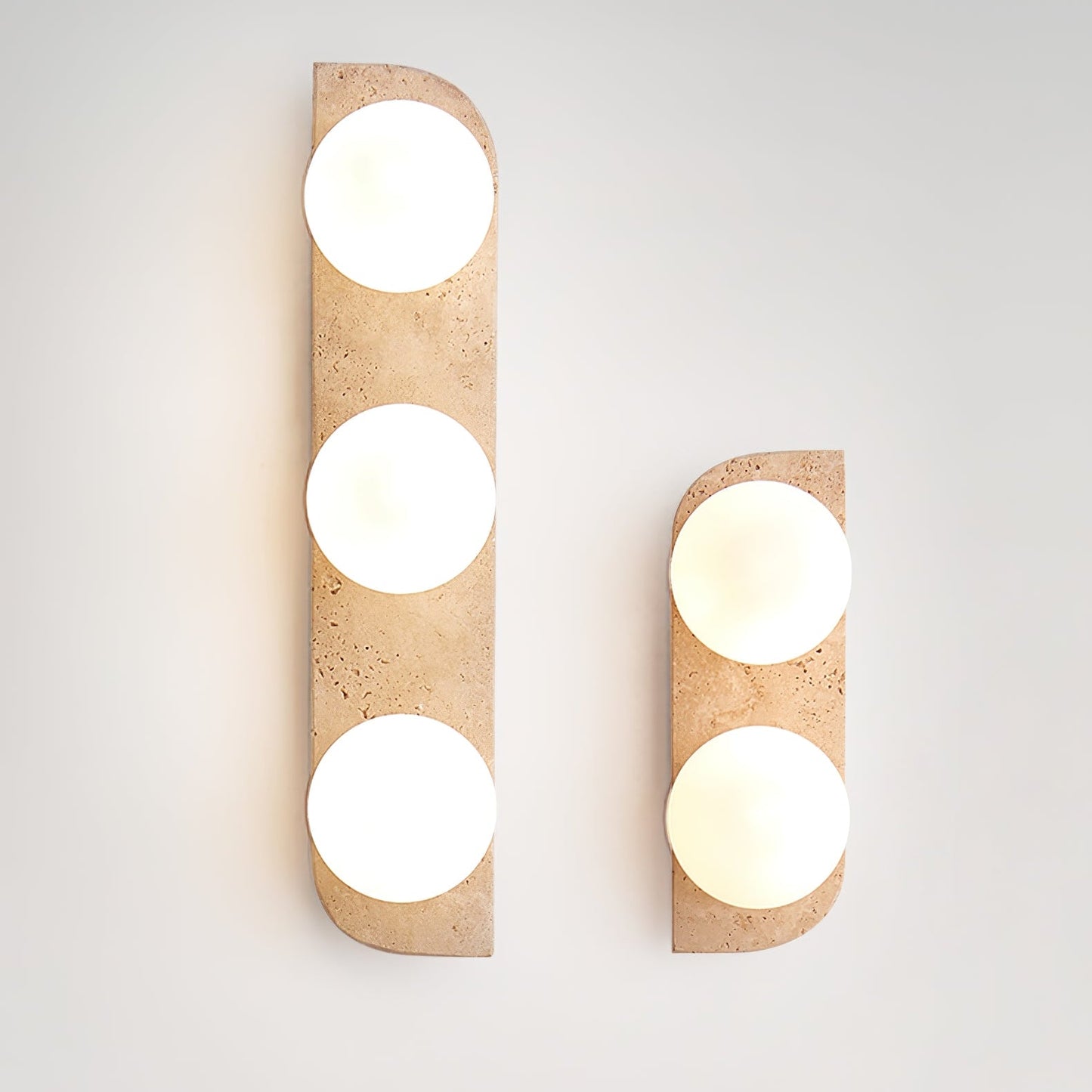 Elysian Travertine Wall Light with LED Glass Globes