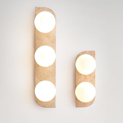 Elysian Travertine Wall Light with LED Glass Globes