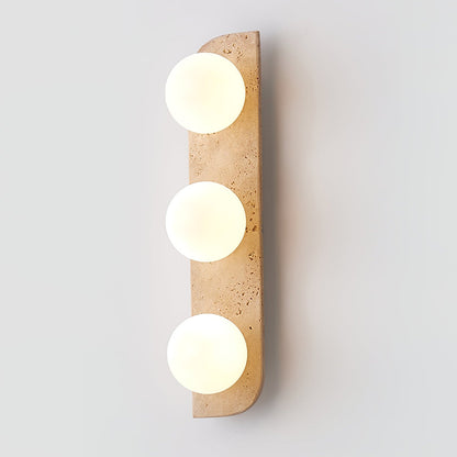 Elysian Travertine Wall Light with LED Glass Globes