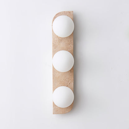 Elysian Travertine Wall Light with LED Glass Globes