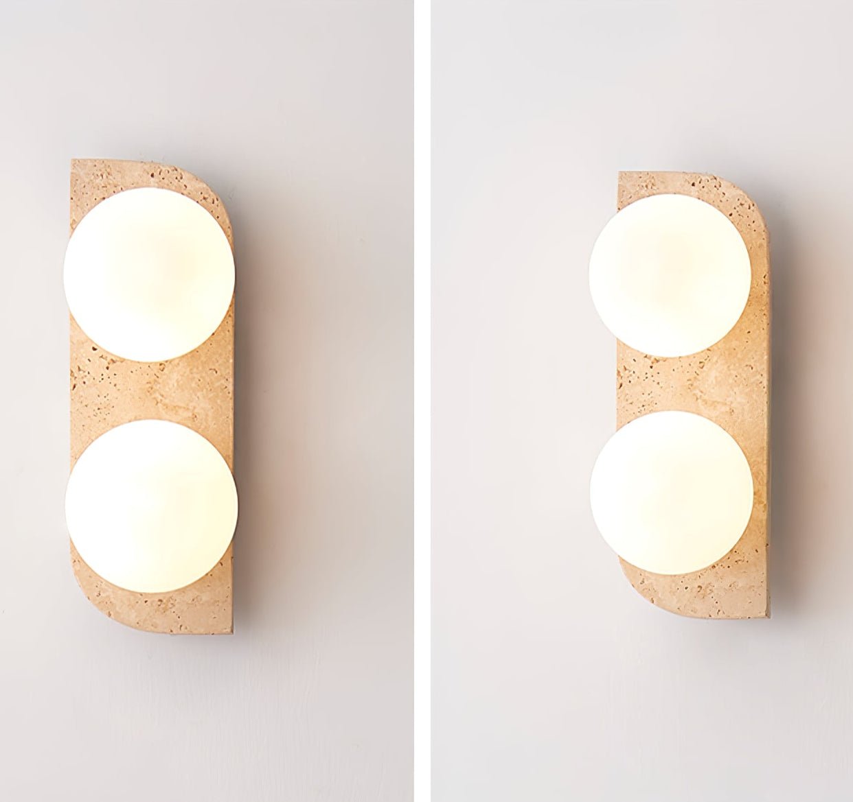 Elysian Travertine Wall Light with LED Glass Globes