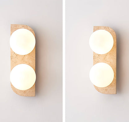 Elysian Travertine Wall Light with LED Glass Globes