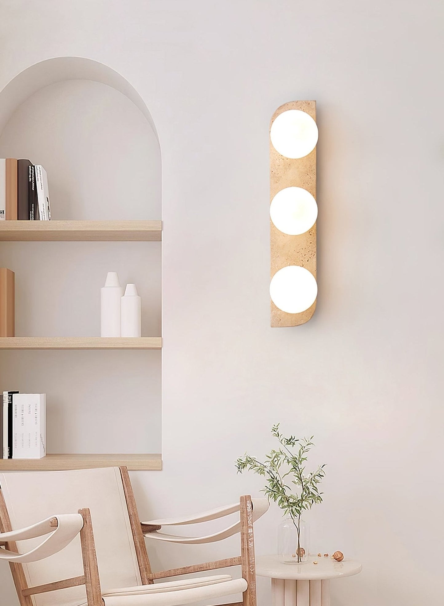 Elysian Travertine Wall Light with LED Glass Globes