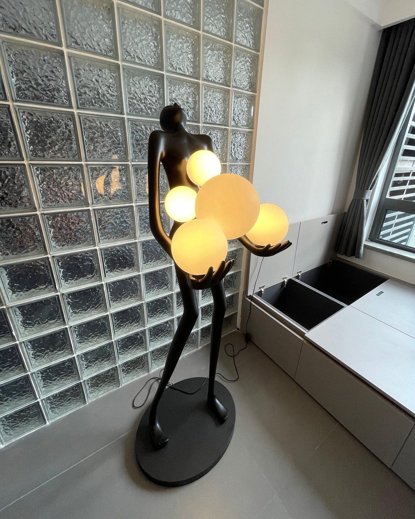 Embrace Sculpture Floor Lamp with Integrated LED Light