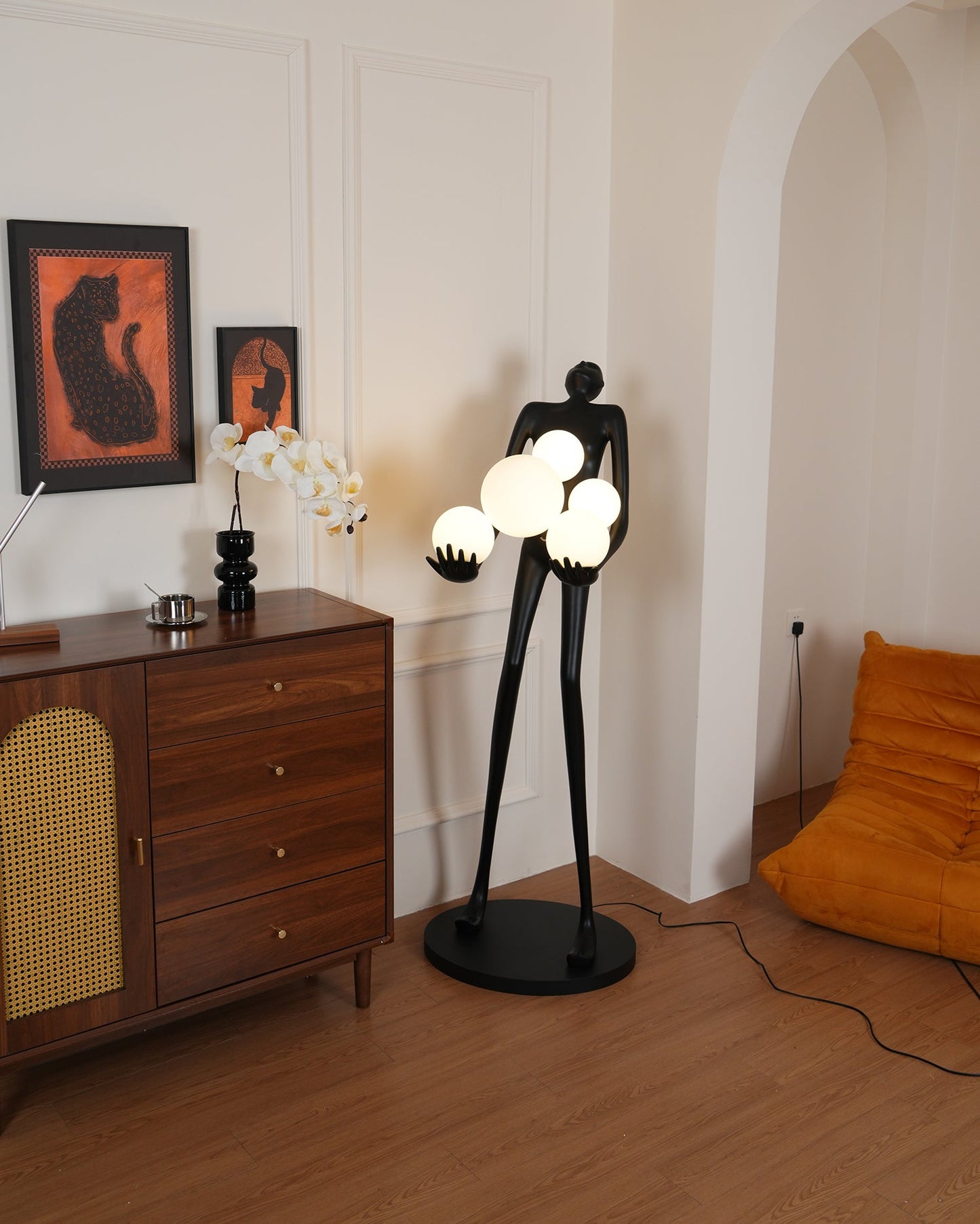 Embrace Sculpture Floor Lamp with Integrated LED Light