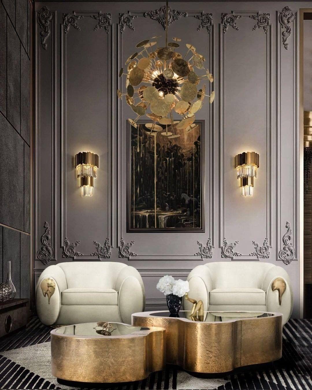Empire Wall Lamp LED Indoor Lighting - Gold Finish, Set of 2