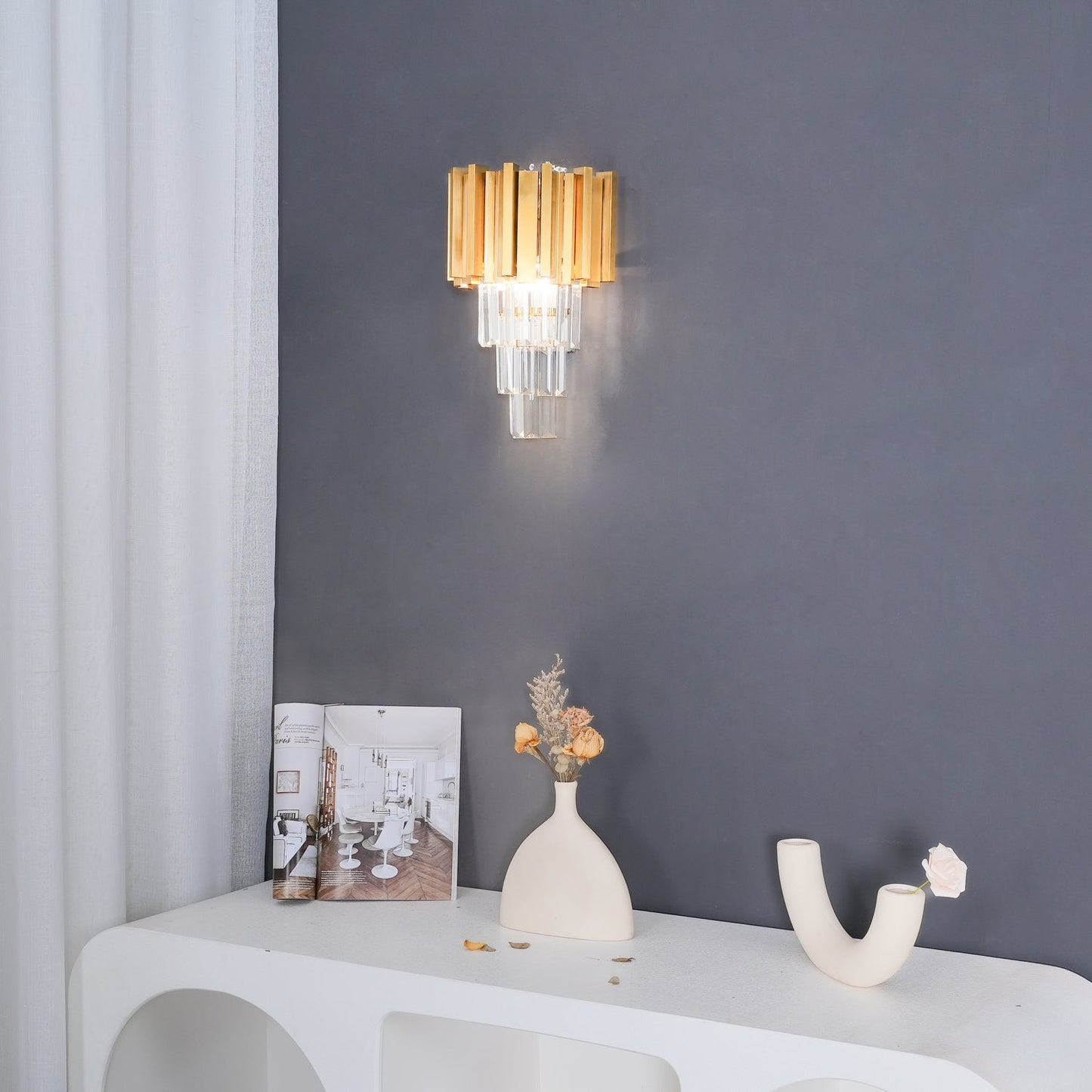 Empire Wall Lamp LED Indoor Lighting - Gold Finish, Set of 2