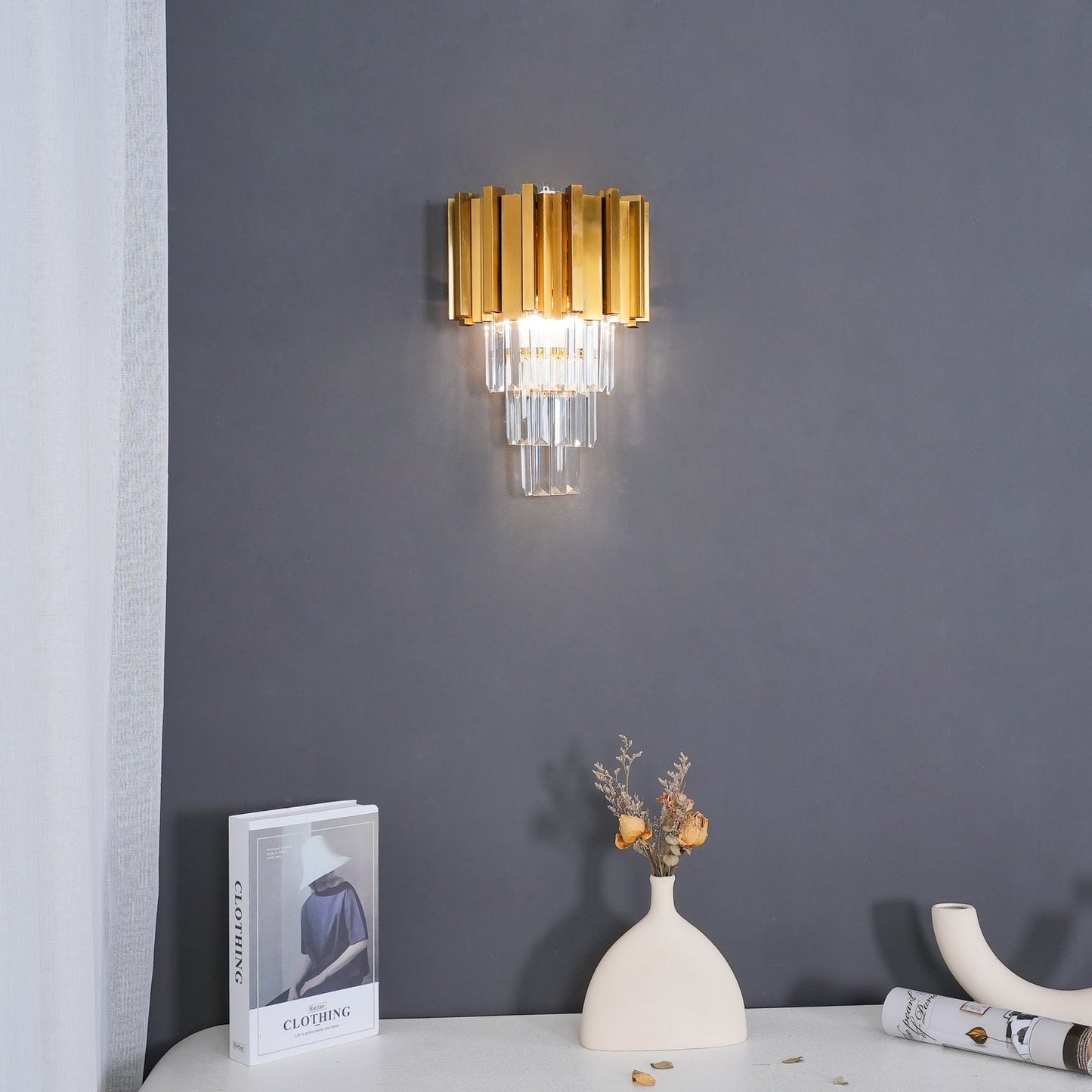 Empire Wall Lamp LED Indoor Lighting - Gold Finish, Set of 2