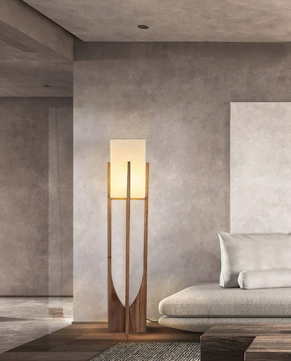 Fairbanks Floor Lamp - LED Ash Wood Design for Indoor Use