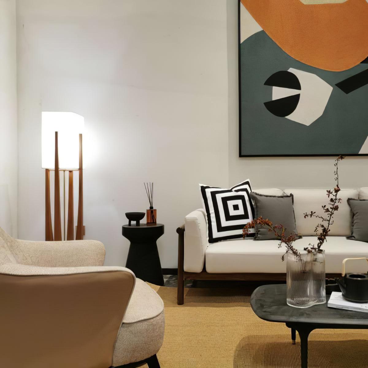 Fairbanks Floor Lamp - LED Ash Wood Design for Indoor Use