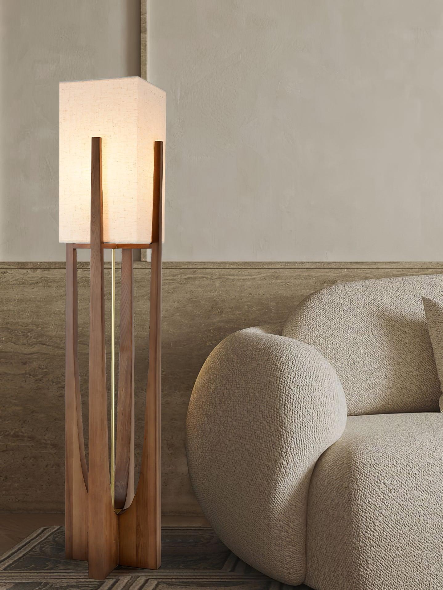 Fairbanks Floor Lamp - LED Ash Wood Design for Indoor Use