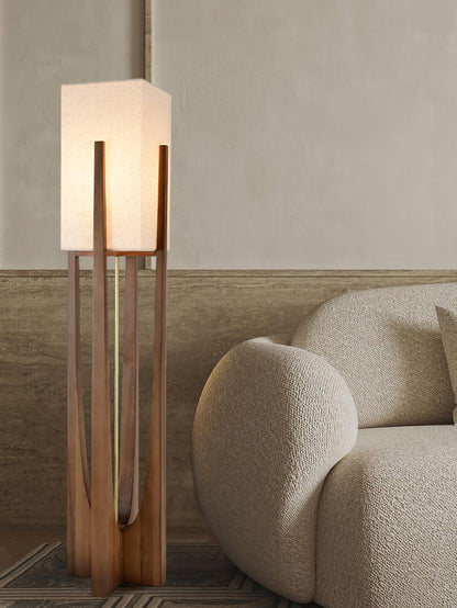 Fairbanks Floor Lamp - LED Ash Wood Design for Indoor Use