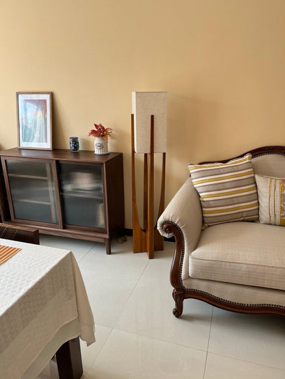 Fairbanks Floor Lamp - LED Ash Wood Design for Indoor Use