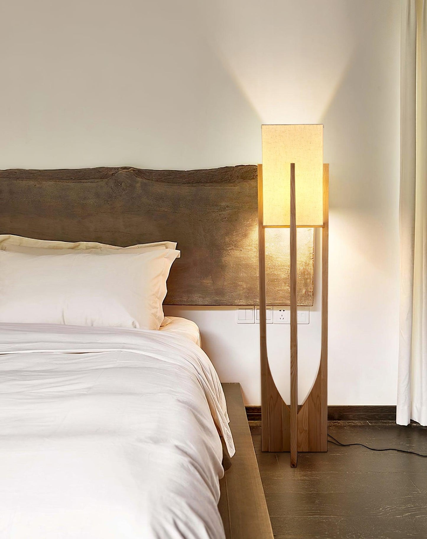 Fairbanks Floor Lamp - LED Ash Wood Design for Indoor Use