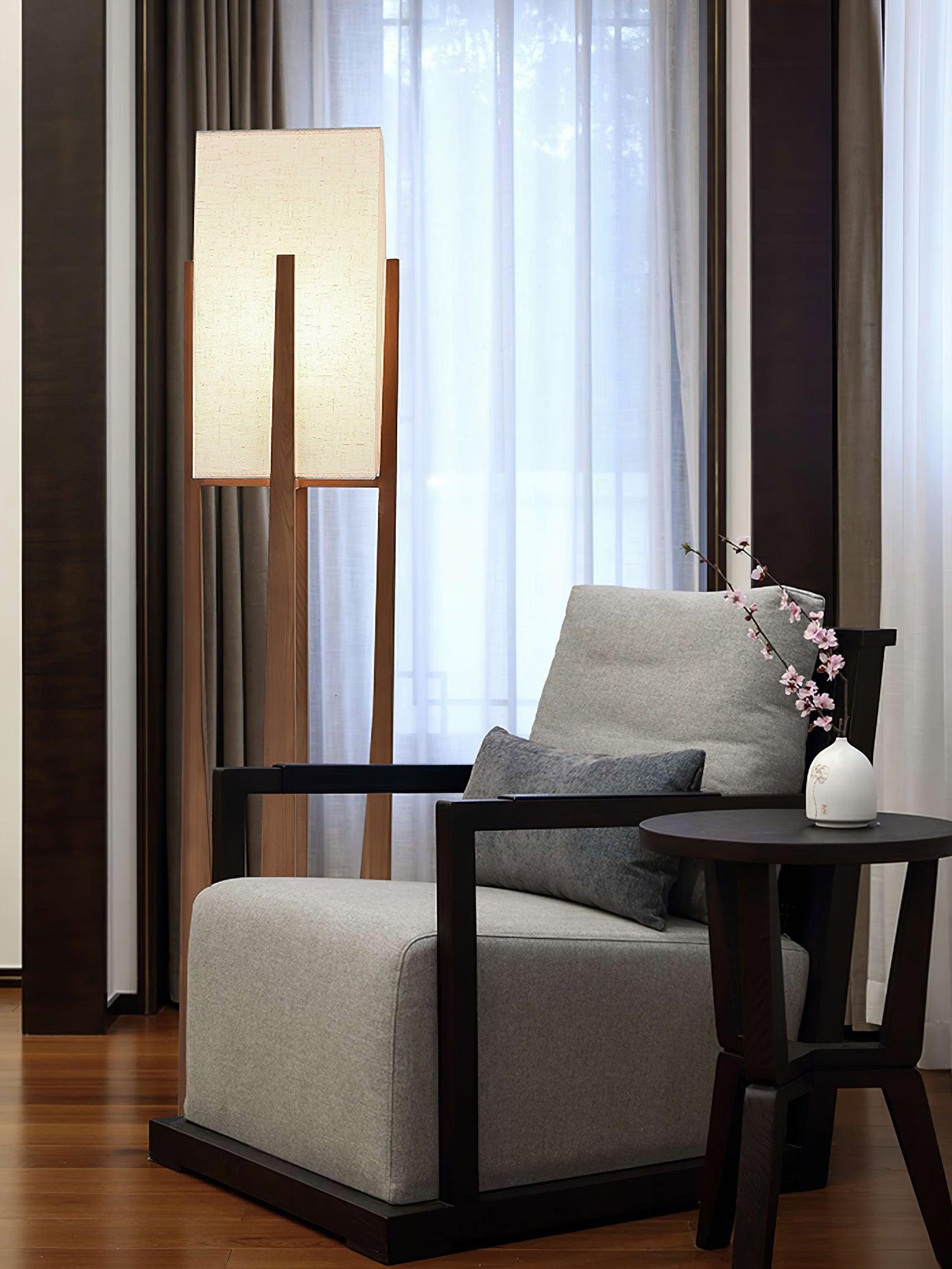 Fairbanks Floor Lamp - LED Ash Wood Design for Indoor Use
