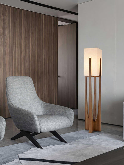 Fairbanks Floor Lamp - LED Ash Wood Design for Indoor Use
