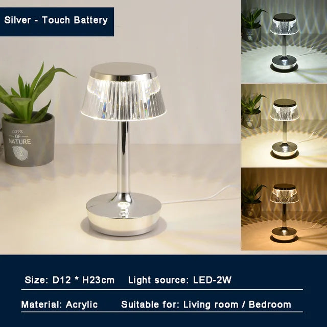 Rechargeable Wireless Table Lamp LED Waterproof Touch Control