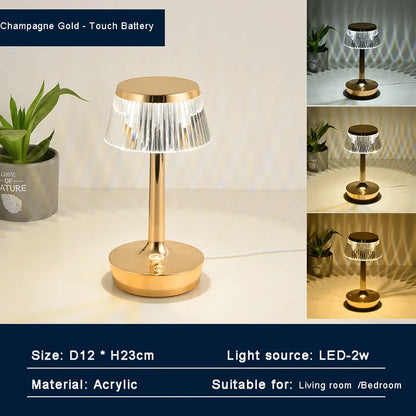 Rechargeable Wireless Table Lamp LED Waterproof Touch Control