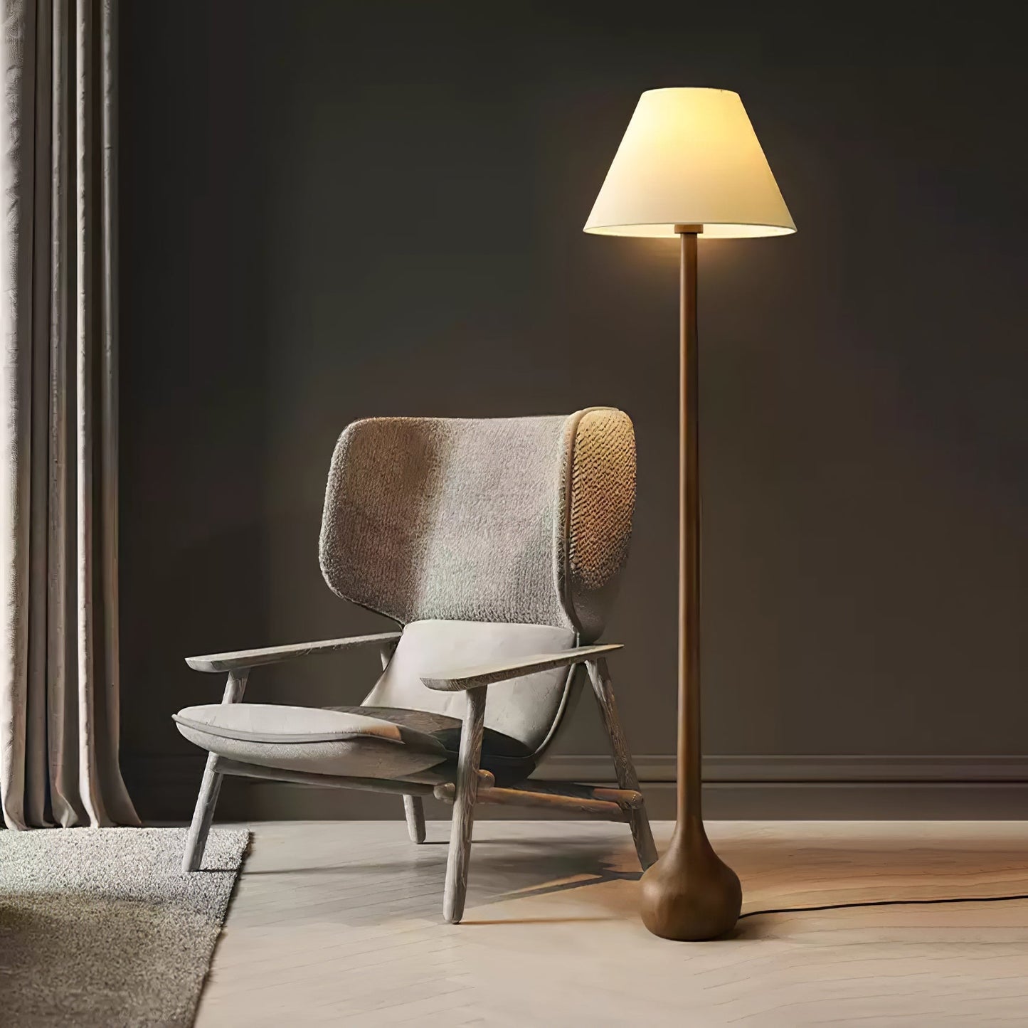Final Strike Floor Lamp - LED Indoor Lighting - Wooden Base