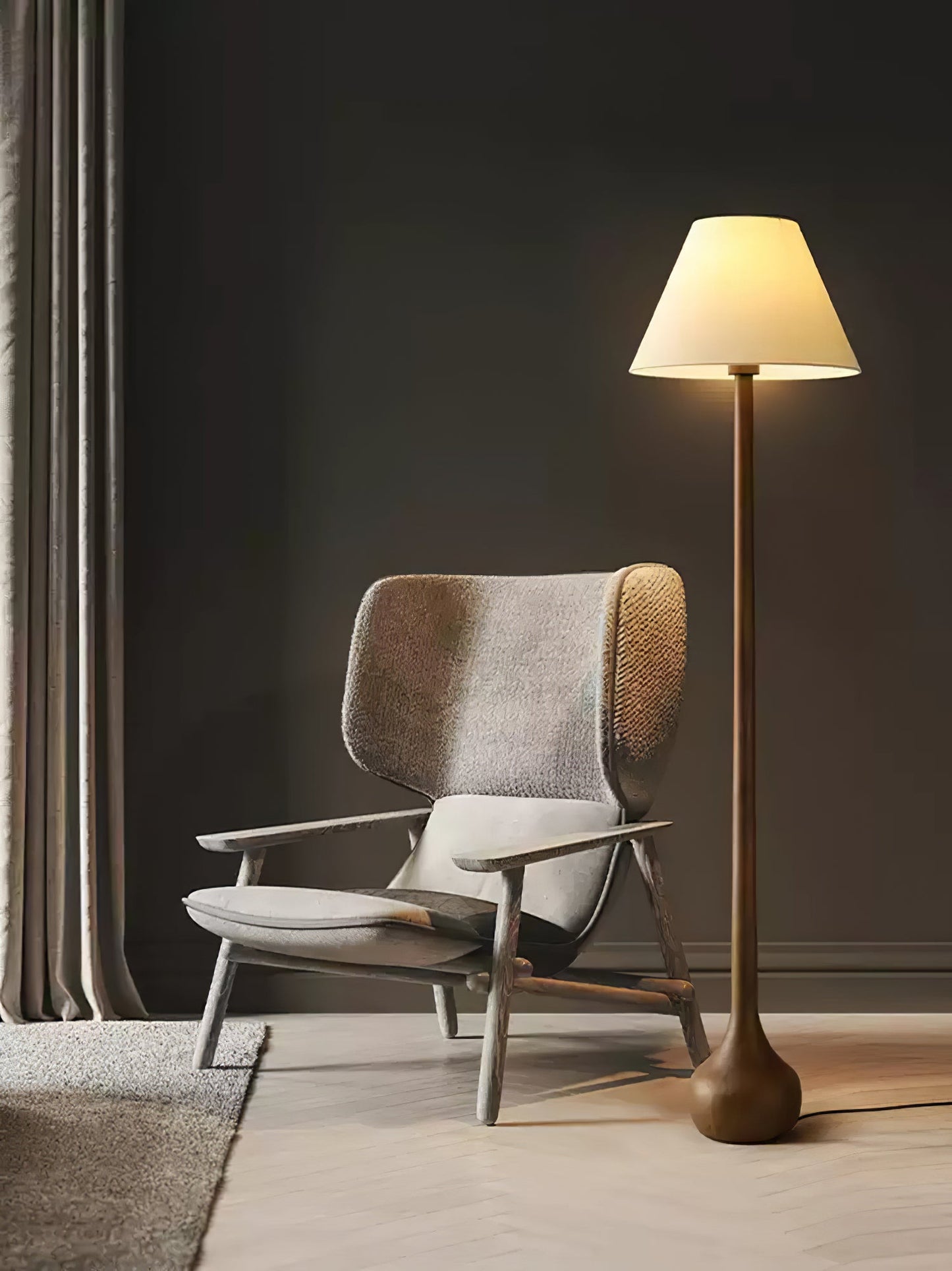 Final Strike Floor Lamp - LED Indoor Lighting - Wooden Base