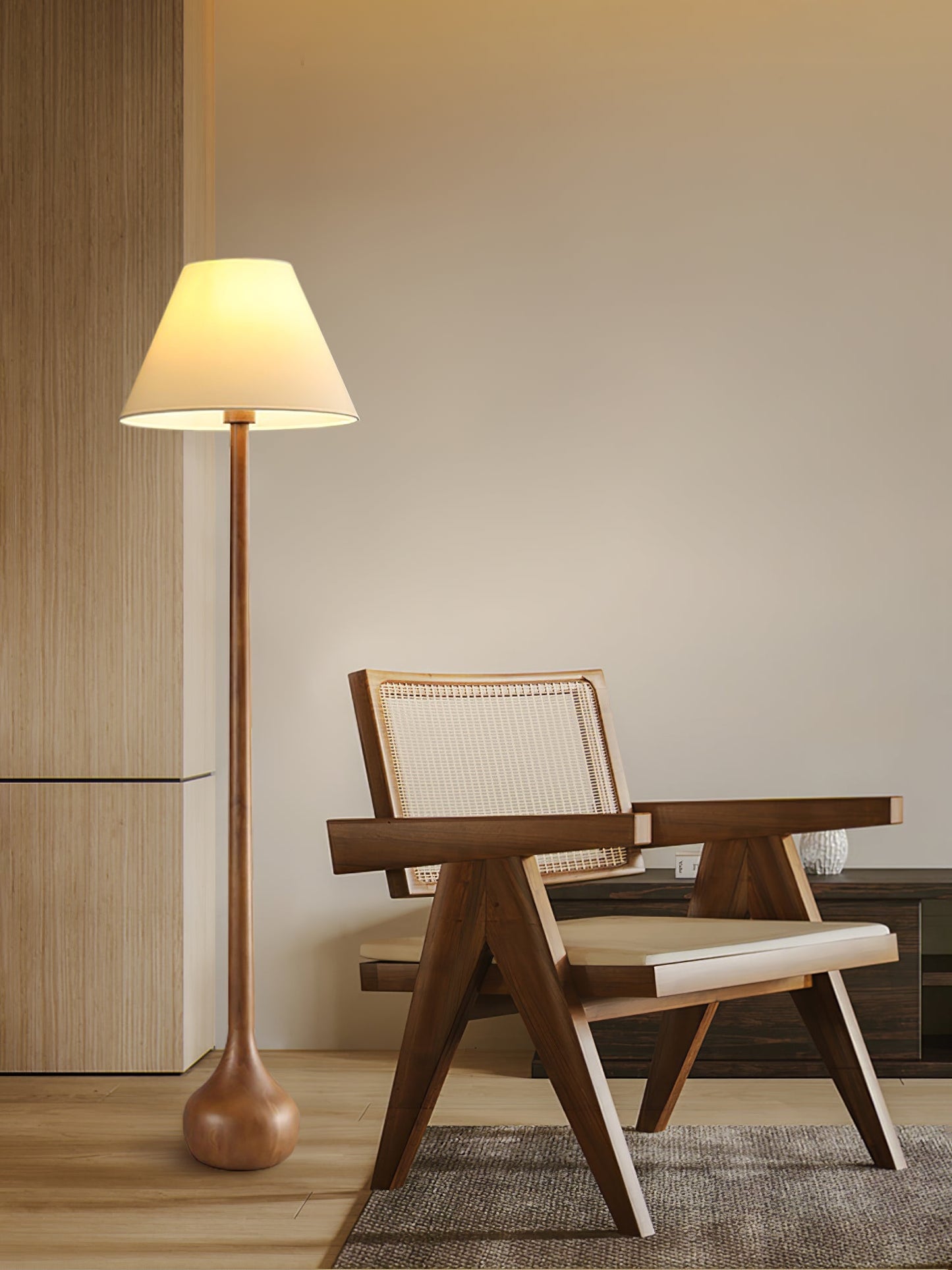 Final Strike Floor Lamp - LED Indoor Lighting - Wooden Base