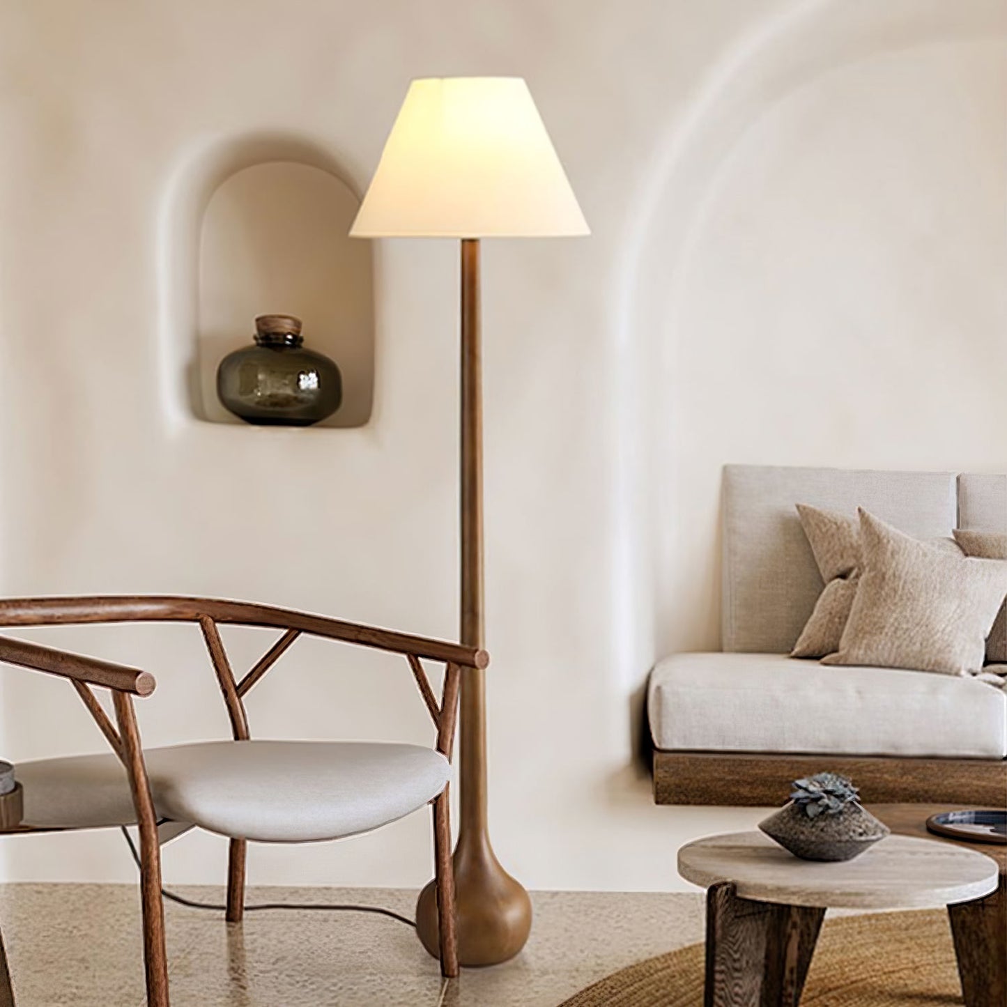 Final Strike Floor Lamp - LED Indoor Lighting - Wooden Base