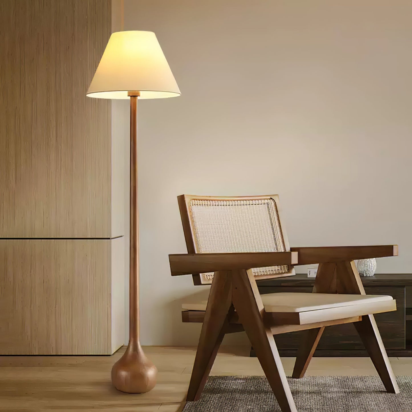Final Strike Floor Lamp - LED Indoor Lighting - Wooden Base