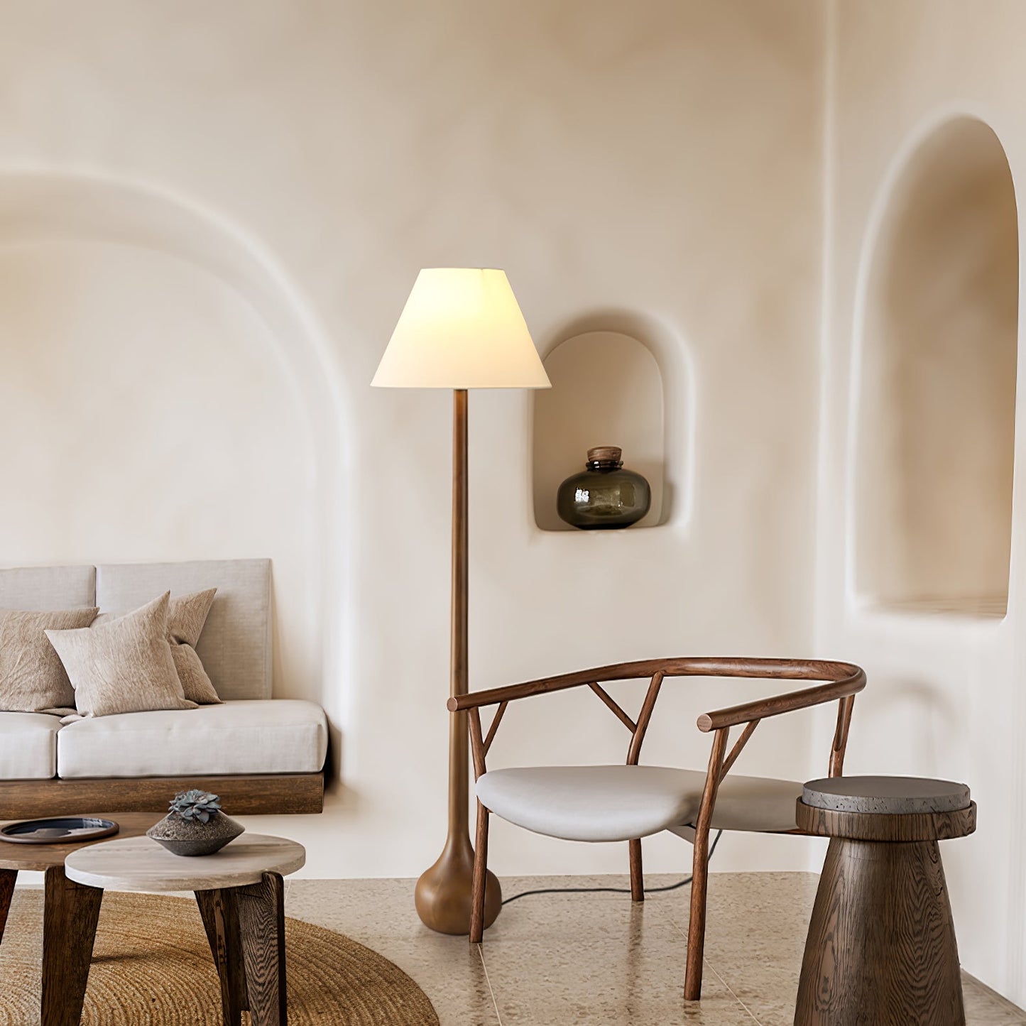 Final Strike Floor Lamp - LED Indoor Lighting - Wooden Base