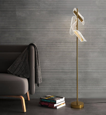 Flame Floor Lamp with LED Light and Marble Base