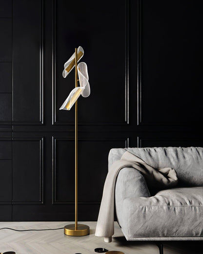 Flame Floor Lamp with LED Light and Marble Base