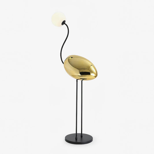Flamingos Floor Lamp with Gold Metal Body and Glass Shade