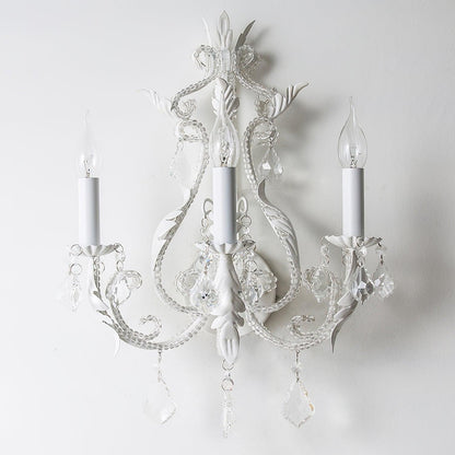 Candle Holder Wall Lamp Set of 2 with Crystal Accents