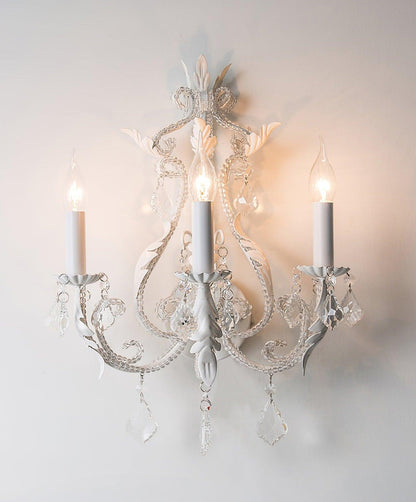 Candle Holder Wall Lamp Set of 2 with Crystal Accents