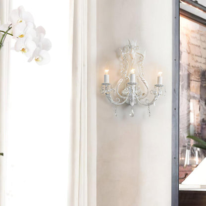 Candle Holder Wall Lamp Set of 2 with Crystal Accents
