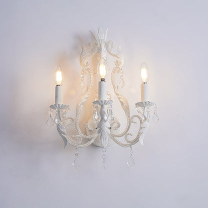 Candle Holder Wall Lamp Set of 2 with Crystal Accents