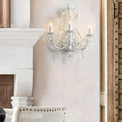Candle Holder Wall Lamp Set of 2 with Crystal Accents