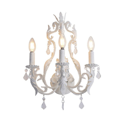 Candle Holder Wall Lamp Set of 2 with Crystal Accents