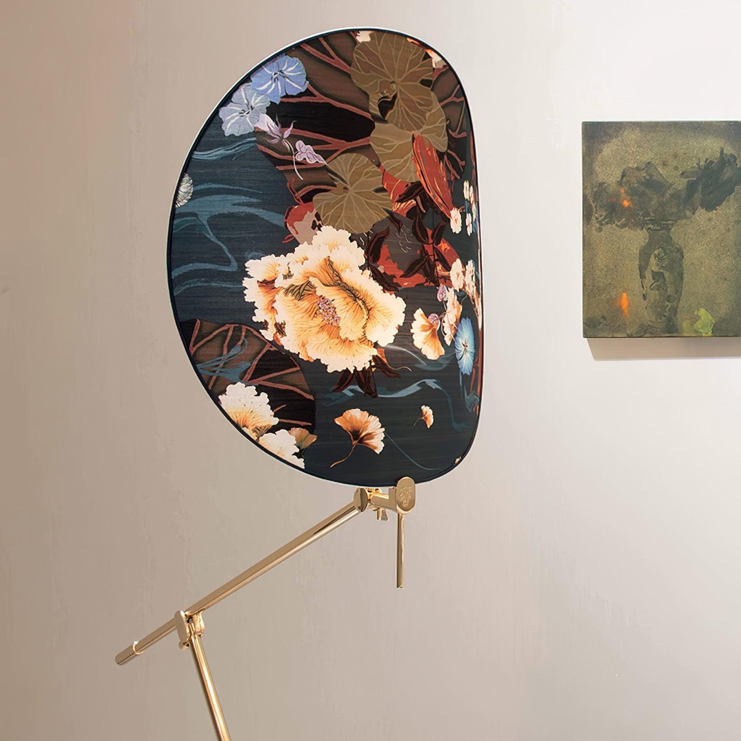 Floral Nocturne Floor Lamp – LED Brass Indoor Light